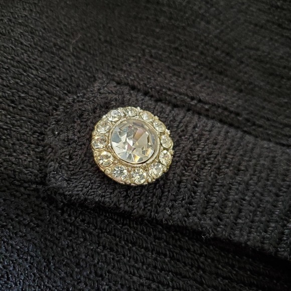 Don Sayres Knit Dress Black With Rhinestone Buttons Lace Ruffle Detail 6 - Picture 5 of 7